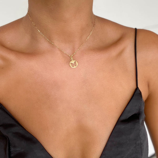 MONARCH CUT OUT BUTTERFLY NECKLACE - .5"