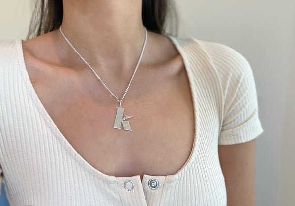 K Sterling Initial Necklace