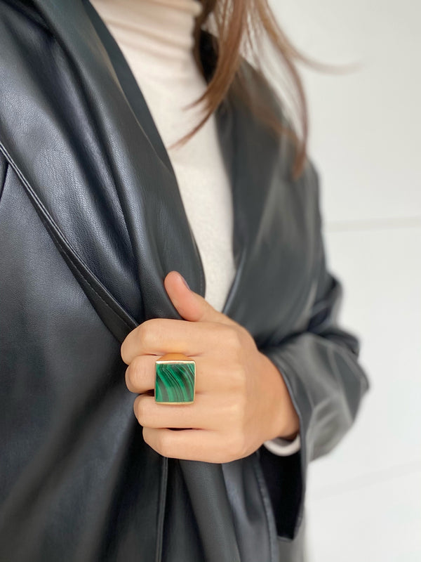 STELLA FLAT MALACHITE Stone  Ring