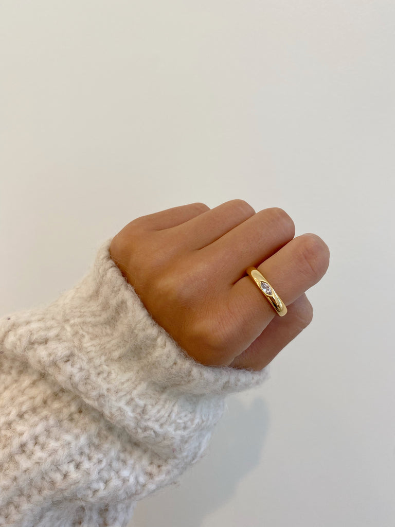 BEAM Gold Band with Stone Ring