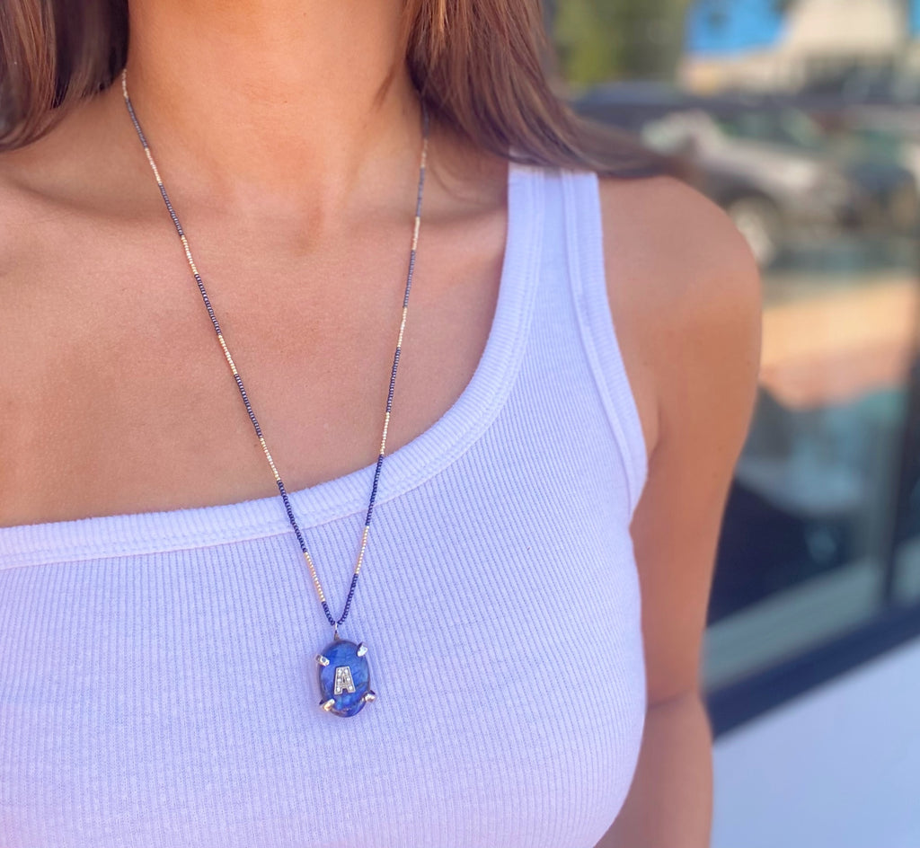INITIAL A Stone Beaded Necklace