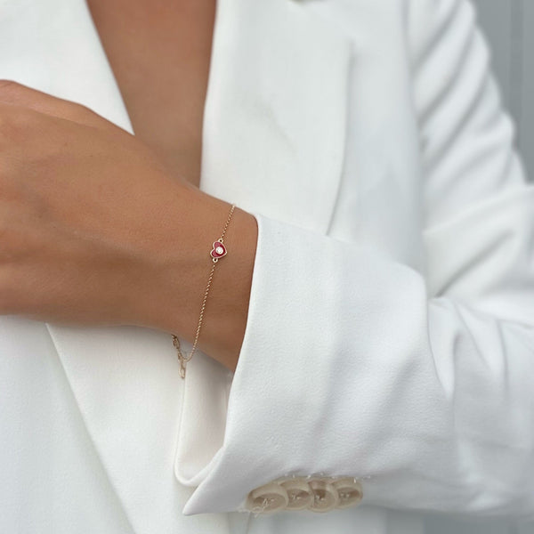 MILOS RED ENAMEL HEART BRACELET
