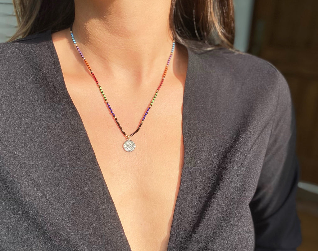 ADDY Diamond Disc Beaded Necklaces