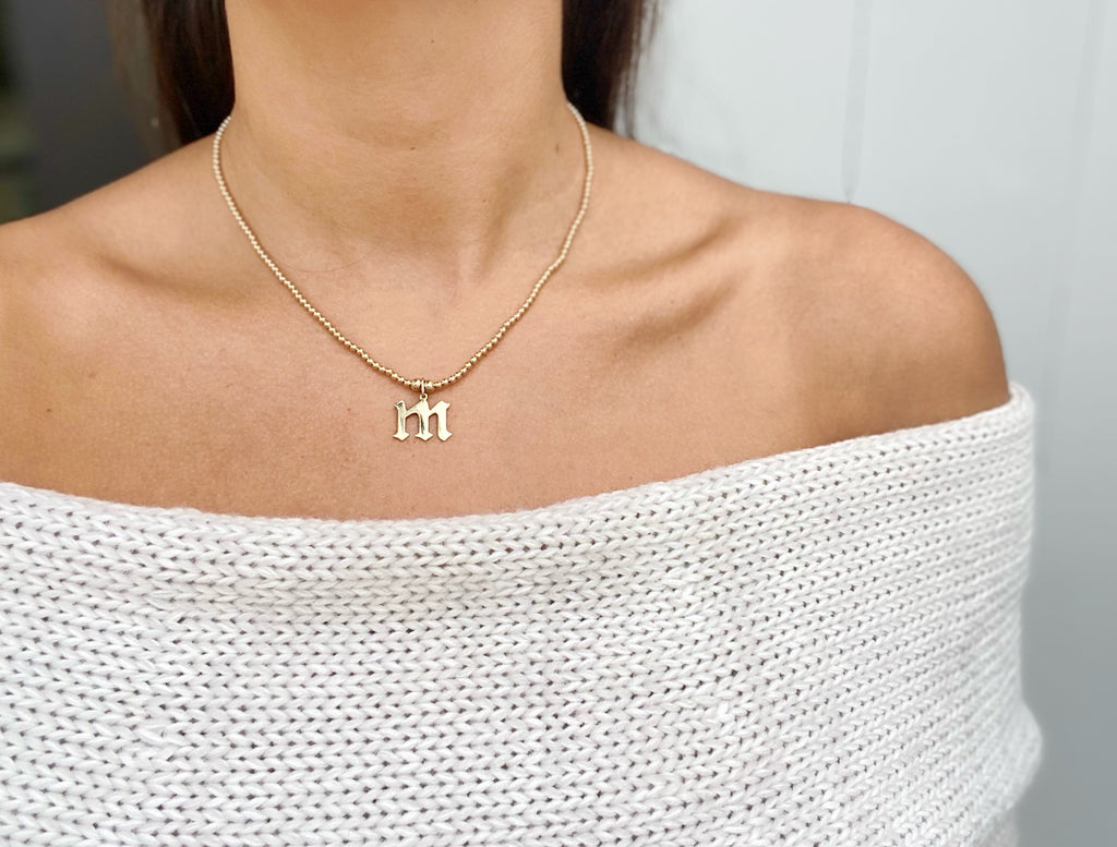 Necklace Beads Letters, Choker Necklace Initials