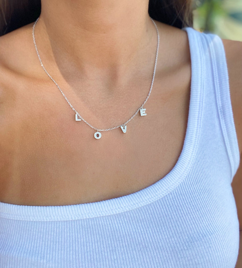 Women's Silver Diamante Drop Layering Necklace