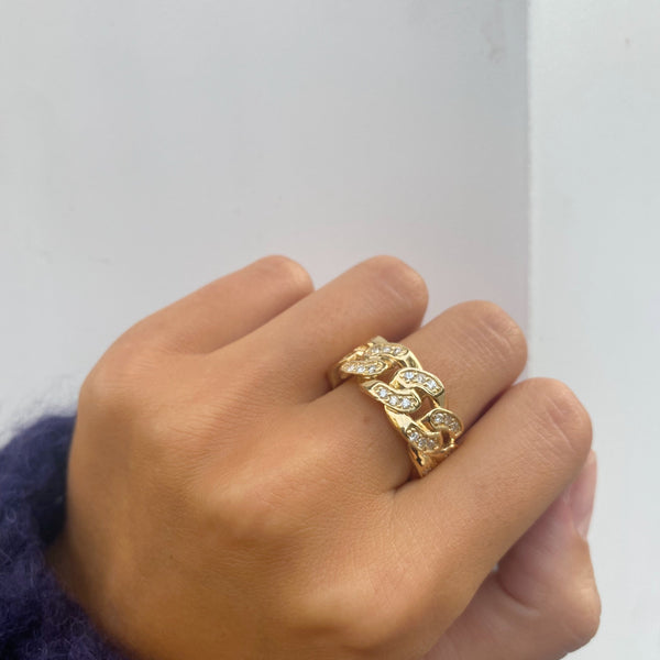 JULIANA CUBAN LINK DIAMOND CHAIN RING