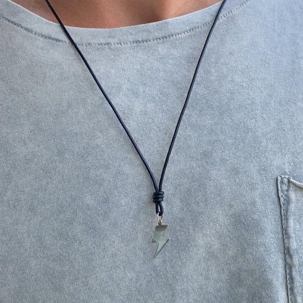STERLING MENS BOLT  Necklace