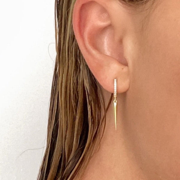 SASHA SPIKE DROP HUGGIE EARRINGS - FROM FINE TO FAUX