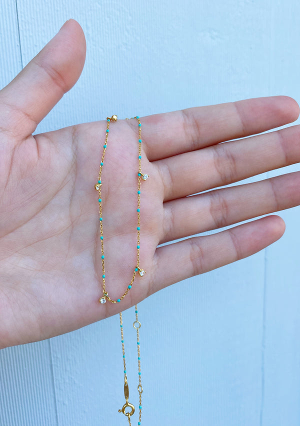 NIVA ENAMEL BEAD + STATIONED CHARMS - NECKLACE