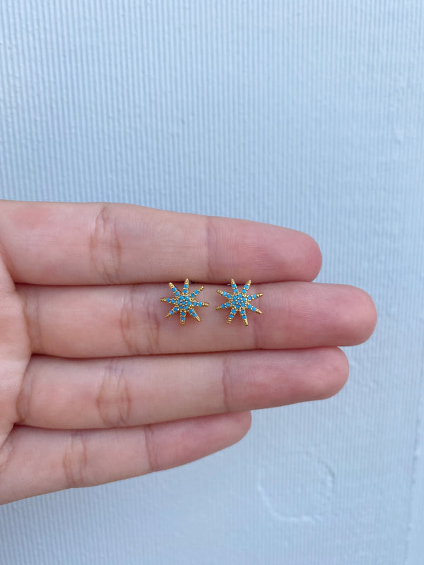 IDA Turquoise Stone Starburst Stud Earrings