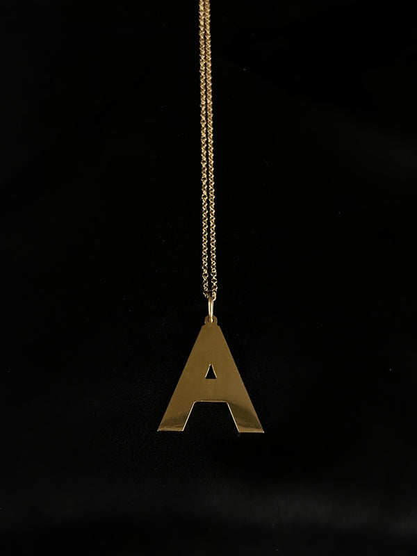 A  - 3/4" 14k Gold Initial Necklace