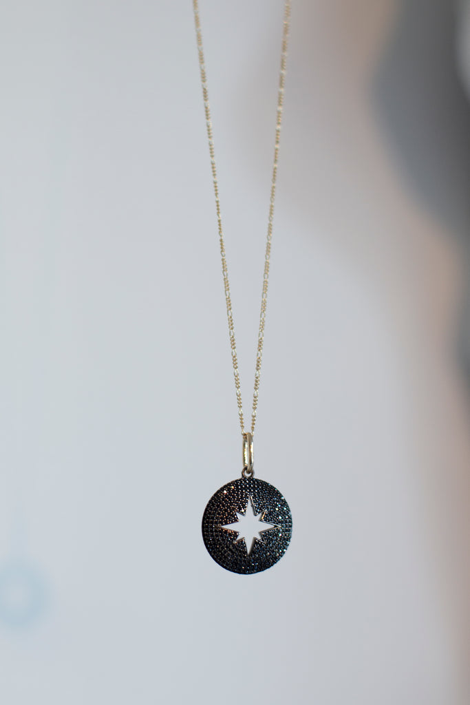 PRESLEY Starburst Disc Necklace - Black Spinel