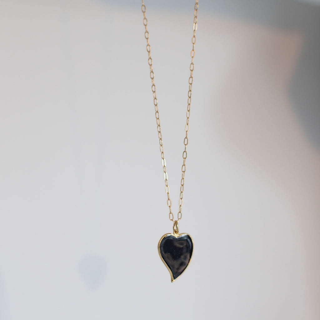 ILSA POINTED 1" ENAMEL HEART NECKLACES