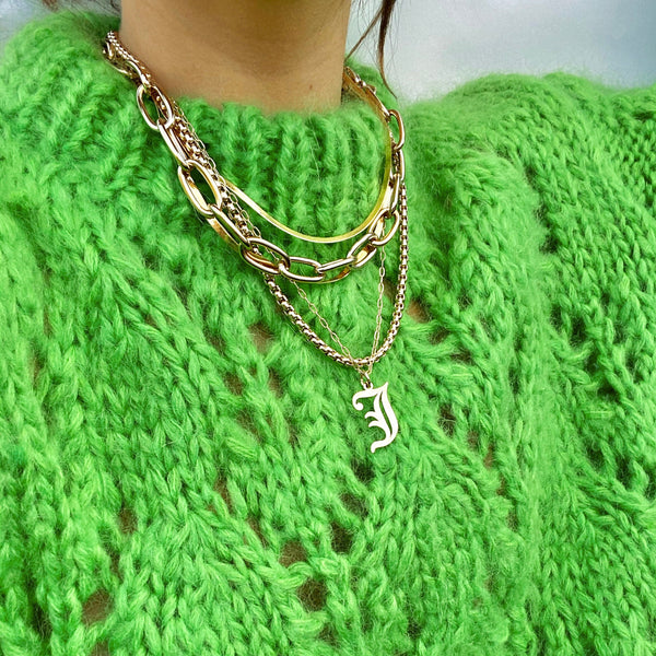 OLD ENGLISH J - 1" Necklace CAPITAL & LOWERCASE