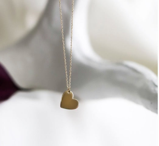 14k Gold Plated Slanted Heart Pendant Necklace, Engravable Pendant Necklace,  Birthday Gift, Personalized Gift/heart Charm,gift for Her - Etsy