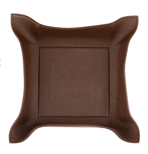 Perry Leather Valet Tray in Brown by Boulevard