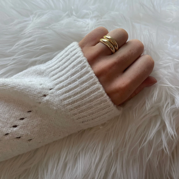 MILA DOUBLE BANDED DOMED GOLD RING