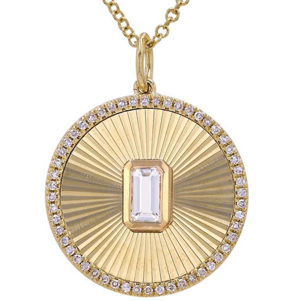 AURA Emerald Cut  Disc Necklace