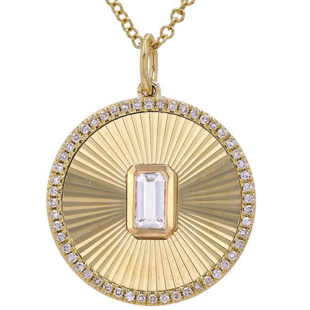 AURA EMERALD CUT FLUTED  DISC NECKLACE