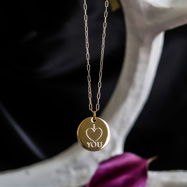 I HEART YOU - 1" MANTRA DISC NECKLACE
