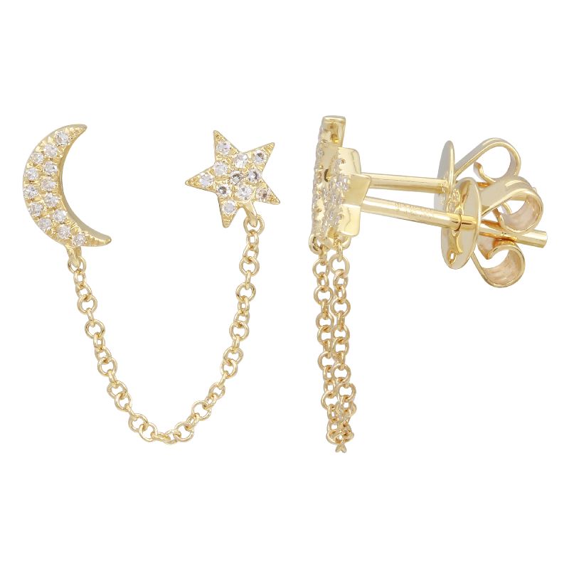 STAR & MOON Chain Drop Earrings