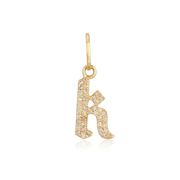 K - OLD ENGLISH - INITIAL - DIAMOND + 14K - CHARM ONLY