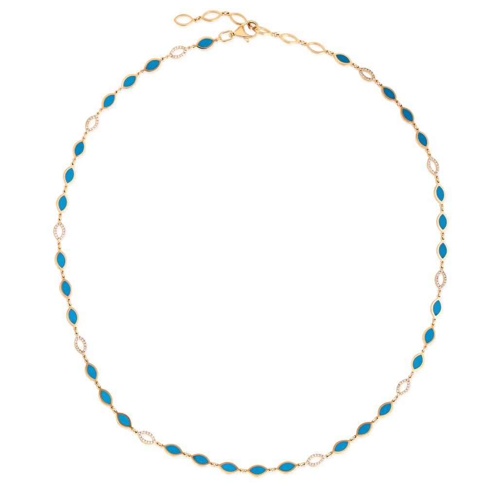MYCA - TURQUOISE Enamel& Diamond Necklace
